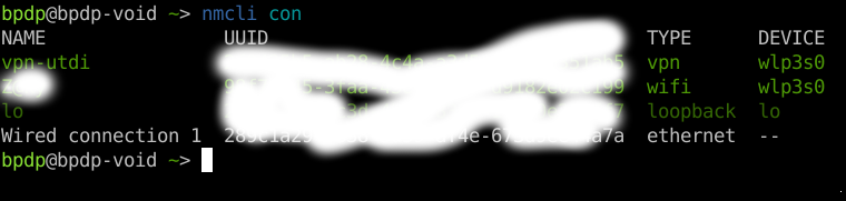 Daftar koneksi NetworkManager